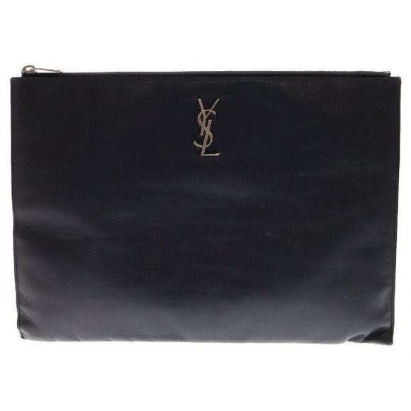SAINT LAURENT PARIS YSL Clutch Bag Navy Blue - Picture 1 of 6